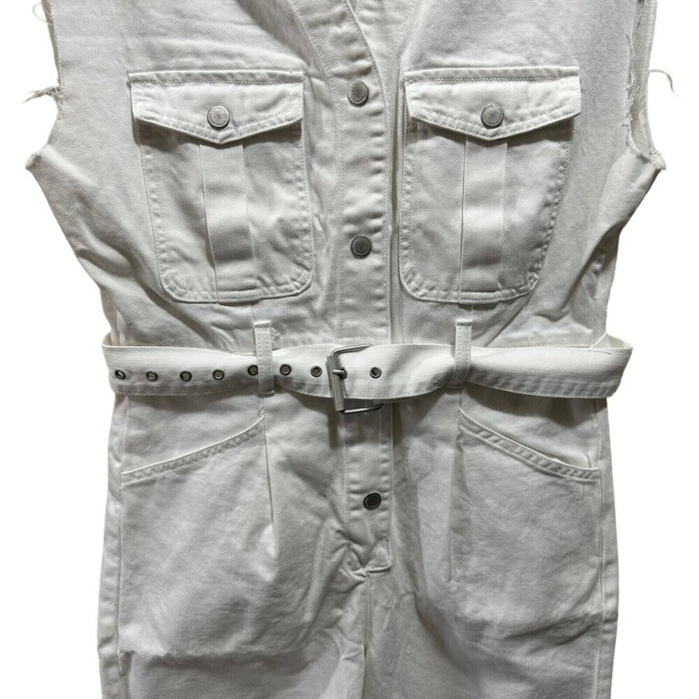 Blank NYC Womens Size S White 'Head in the Clouds' Sleeveless‎ Belted Romper - Picture 6 of 10